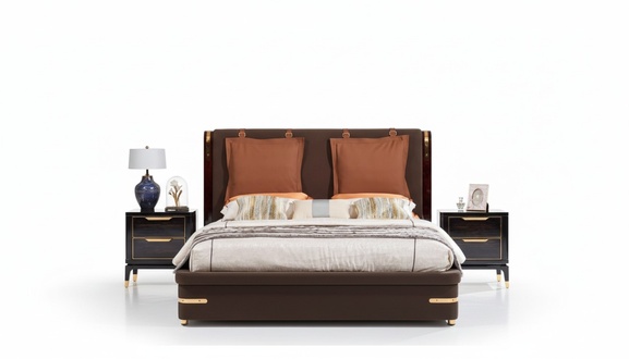 Luxury Bedroom Furniture 3pcs. Complete Set Bed 2x Bedside Tables Modern Design