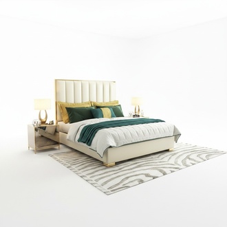 Luxury bedroom furniture bed 2x bedside table set beds hotel furniture 3 pieces. Reside !