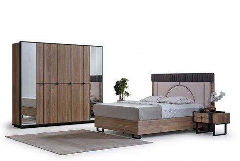 Luxury bedroom set 4 pcs bed 2x nightstands closet