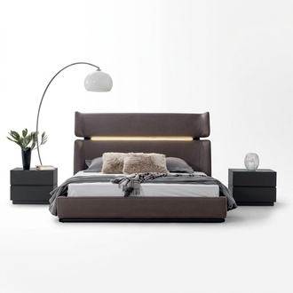 Luxury bedroom set bed with 2х bedside tables modern design set