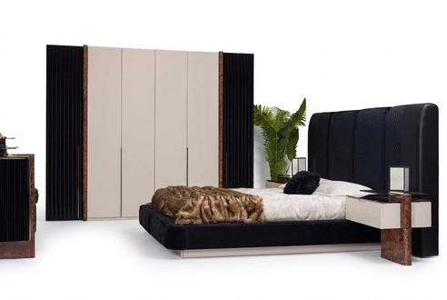 Luxury bedroom set bed 2x bedside tables + wardrobe wood complete new