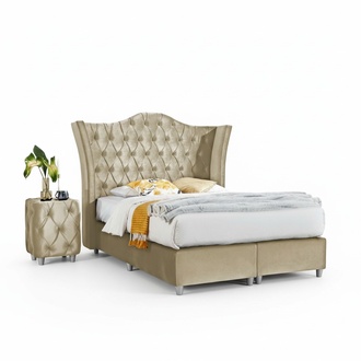 Luxury bedroom upholstered bed 2x bedside tables bed 3-piece set design furnishings