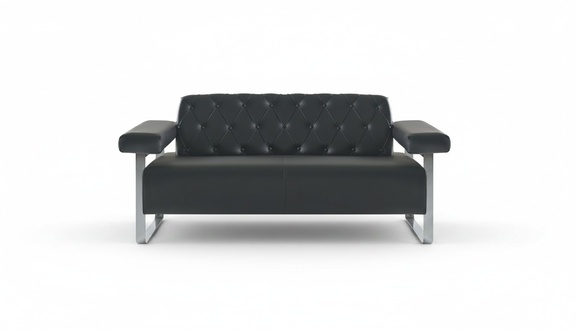 Luxury Black 2-Seater Sofa Chesterfield Style Original Designer Modern