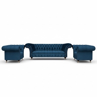 Luxury blue sofa set 3-piece sofa set armchair living room Chesterfield