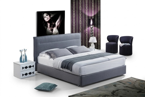 Luxury Box Spring Bed Fabric Hotel Blue Beds Bedroom Furniture Design Double