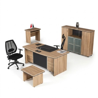 Luxury office furniture desk shelves side table filing cabinet 4 pcs