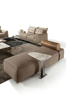 Luxury chaise longue fabric living room design sofa brown furniture couches Prianera