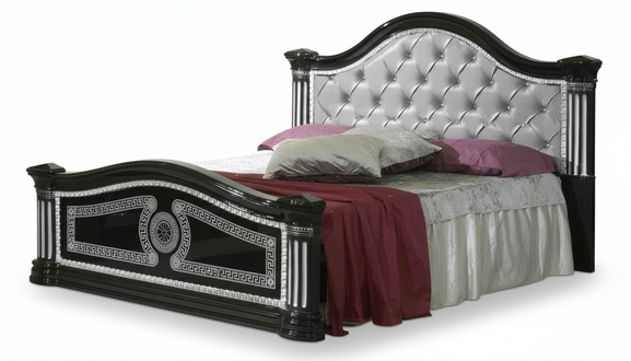 Antique empire style chesterfield design massive marriage leather double bed 180x200cm size