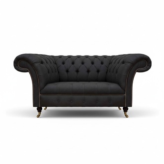 Luxury Chesterfield Sofas Designer Black Two-Seater Living Room Furniture