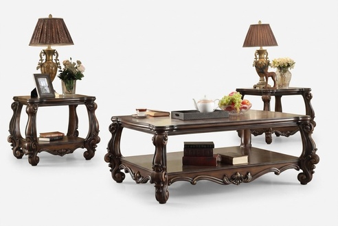 Luxury Coffee Table Real Wood Wood Side Sofa Tables Living Room Baroque