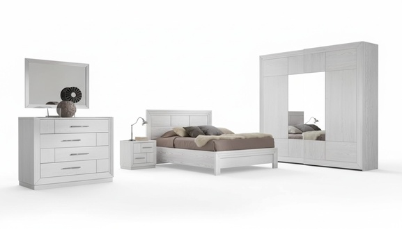 Luxury Complete Bedroom Set Bed 2x Nightstands Wardrobe