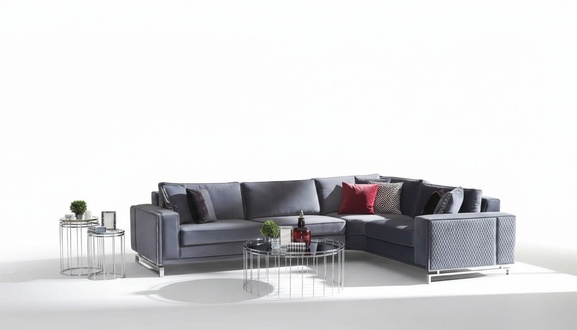 Luxury corner sofa L-shape gray corner set textile sofa couches design sofa