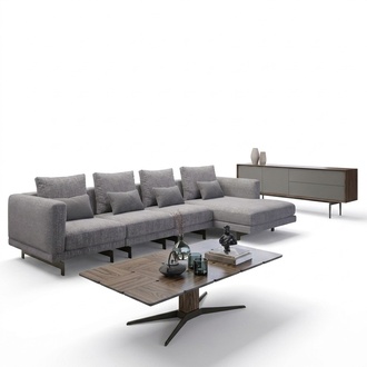 Luxury corner sofa L-shape living room designer corner set new complete coffee table