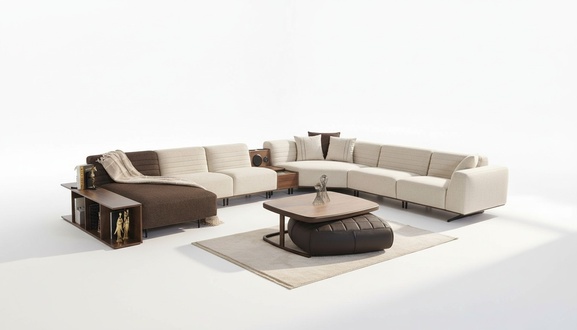 Luxury corner sofa U-shape upholstered couch living room furniture textile new decor