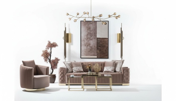 Luxury couch 3+1 furniture sofa couches sofa set Chesterfield 2 pieces.