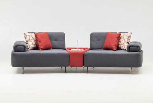 Luxury couch fabric sofa sofa 2 seater two seater grey upholstered sofa table