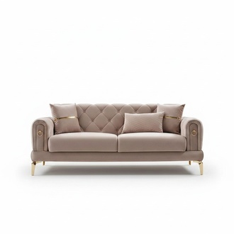 Luxury Couch Three-Seater Sofa Lounge Sofas 3-Seater Design Cushions Beige