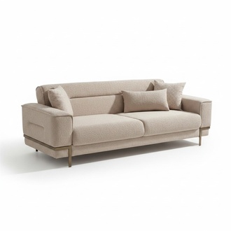 Luxury Couch Three-Seater Sofa Design Sofas 3-Seater Couches Upholstered Beige Lounge