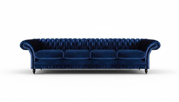 Luxury design chesterfield four seater sofa blue couch furnishing living room