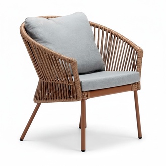 Luxury Design High-Quality Armchair Terrace Brown 1-Seater Relax Club Cushion
