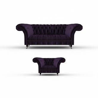 Luxury Designer Purple Set Furniture Three-Seater Sofa New Chesterfield Armchair