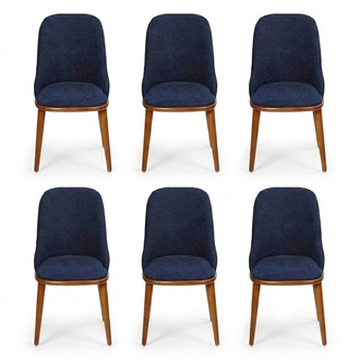 Luxury dining room blue 6x chairs wood furniture chairs Stylish design furnishings