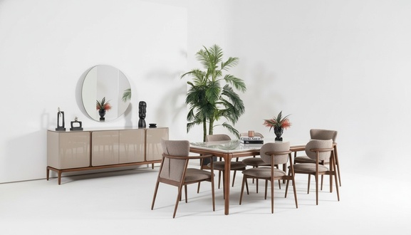 9pcs Italian Dining Room Set Dining Set Chair Set Sideboard