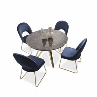 Luxury dining room set dining table 4 chairs textile dining group modern ensemble new
