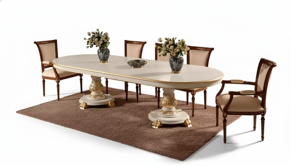 Luxury Dining Room Table Oval White Dining Tables Wood Italian Furniture Art Deco New