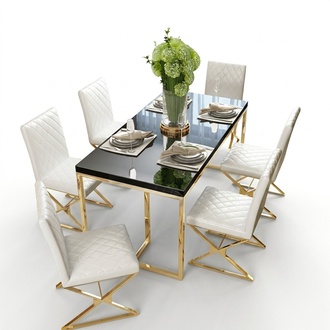 Luxury dining table dining room furniture furnishings table metal gold tables dining tables