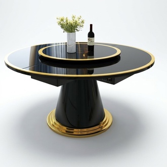Luxury dining table round dining tables swivel living dining room round table stainless steel