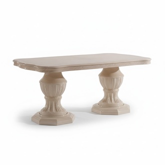 Rococo style made of real wooden rectangular white dining table italian furniture