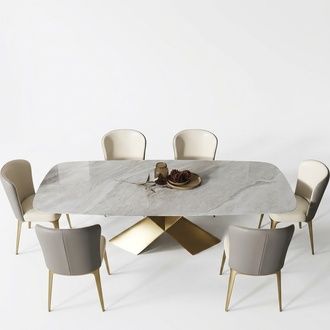 Luxury Dining Tables Design Table Stainless Steel Stone Furniture Dining Room Modern Column