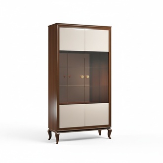 Modern style made of real wooden massive showcase with 2-glass swing doors