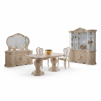 Rococo style made of real wooden dining room showcase/cupboard with glass swing doors