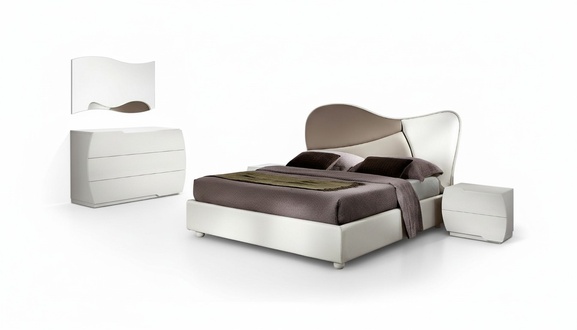 Luxury Double Bedsteads Bed White Double Bed Leather Wood Modern Design New