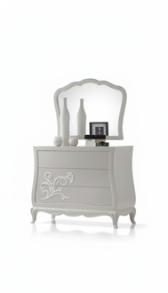 Luxury Chest of Drawers with Mirror Chests of Drawers Console Wood Modern Design Grey