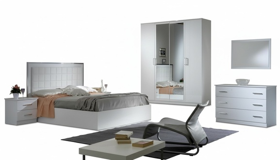 Modern style made of real wooden bedroom white wardrobe with mirrors & sliding drawers
