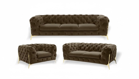 Luxury furniture sofa set couch sofa upholstery 3 2 1 seater Chesterfield wood 3 pieces