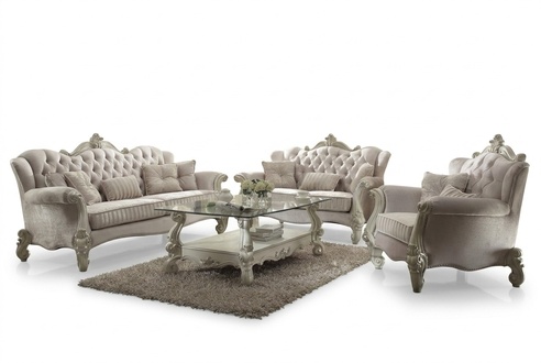 Luxury Furniture Sofa Set Couch Upholstery 3+2+1 Seater + Coffee Table Wood New