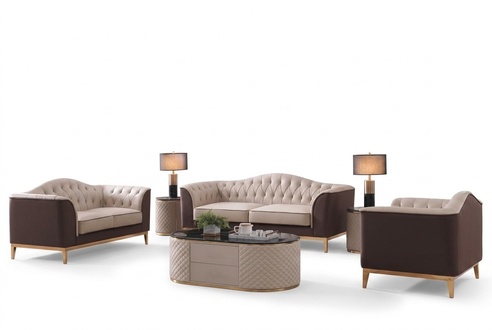 Luxury furniture sofa set couch sofa upholstery 3 + 2 + 1 seater + coffee table wood 4 pieces