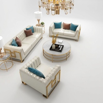 Luxury Furniture Sofa Set Couch Sofa Upholstery 3 2 1 Seater Coffee Table 4pcs Wood