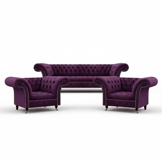 Luxury furniture sofa set couch upholstery 3+1+1 purple textile sofa set