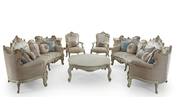 Luxury Furniture Sofa Set Couch Upholstery 4+4+1+1 Seater with Coffee Table 5pcs.