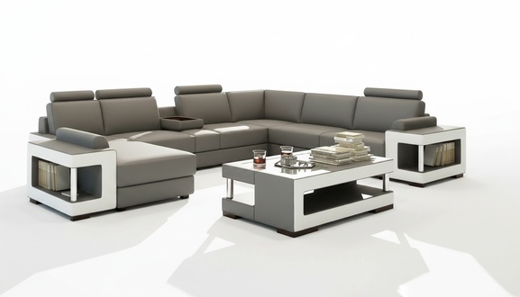 Luxury Glass Table Living Room Side Table Designer Table Glass Leather Rectangular