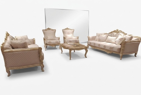 Luxury Gold Set Sofa Set 3+3+1+1 Seater Coffee Table Sofa Armchair Sofas 5pcs