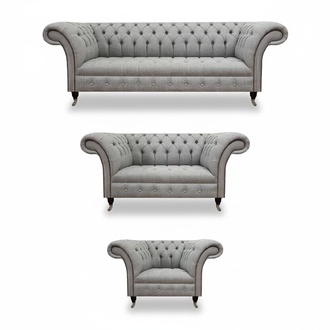 Luxury gray sofa set 3-piece Chesterfield sofas complete living room