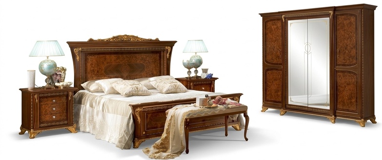 Luxury group set new bed 2x bedside table 3 piece bedroom set designer