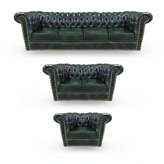 Luxury leather sofa complete sofa set 3-piece Chesterfield living room armchair 4+2+1
