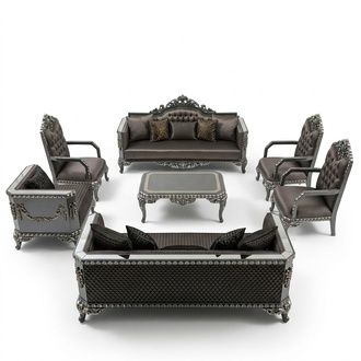 Luxury Living Room Sofa Set Furniture 3+3+1+1 2x Sofa 2x Armchair Brown